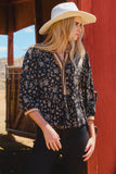 Black Ditsy Floral with Contrast Top