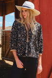 Black Ditsy Floral with Contrast Top