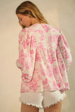 Pink Print Double Ribbon Top