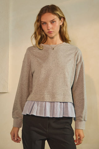 Heather Grey & Stripe Twofer Top