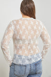 Sheer Floral LS Top in White