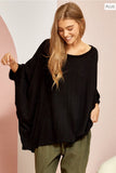 Black Knit Relaxed Lounge Top
