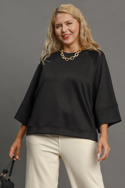Luxe 3/4 Sleeve Top in Black