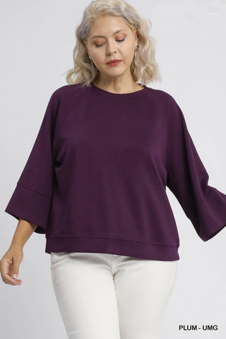 Luxe 3/4 Sleeve Top in Plum