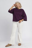 Luxe 3/4 Sleeve Top in Plum