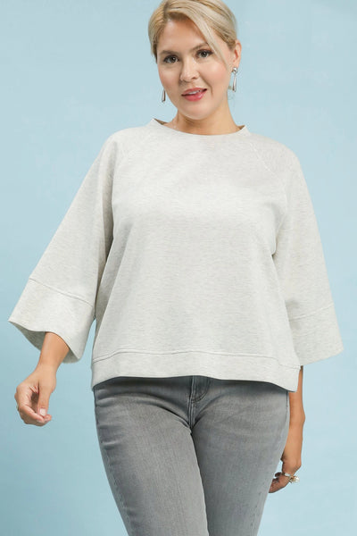 Luxe 3/4 Sleeve Top in Light Grey