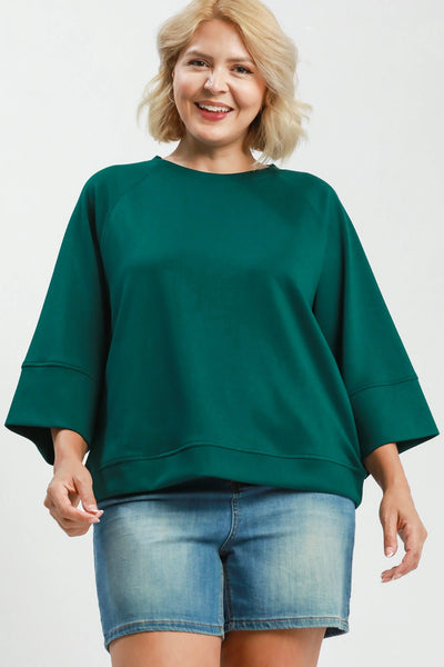 Luxe 3/4 Sleeve Top in Teal Green