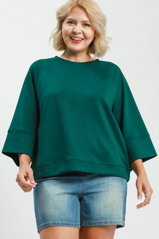 Luxe 3/4 Sleeve Top in Teal Green