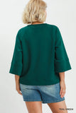 Luxe 3/4 Sleeve Top in Teal Green