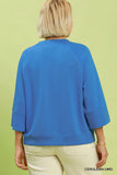 Luxe 3/4 Sleeve Top in Cerulean