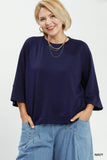 Luxe 3/4 Sleeve Top in Navy