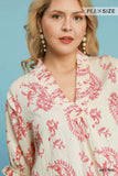 Cream & Red Paisley Print Top