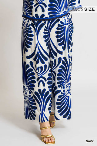 Blue Abstract Print Pant