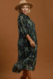 Green Floral Tiered Midi Dress
