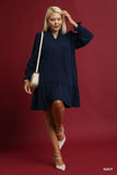 Corduroy Shirt Dress in Navy