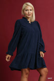 Corduroy Shirt Dress in Navy