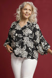 Black and White Floral Scallop Top