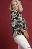 Black and White Floral Scallop Top