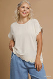 Scallop Trim Linen Cotton Top in Oat