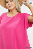 Scallop Trim Linen Cotton Top in Pink