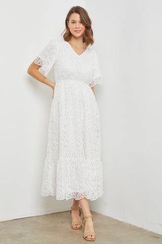 White Lace Midi Dress