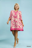 Floral A Line Tassel Tie Dress in Pink