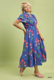 Blossom Meadow Cotton Midi/Maxi Dress in Blue