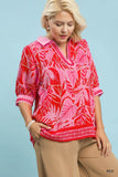 Pink and Red Tropical Print Top