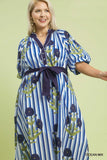 Striped Floral Tie Midi/Maxi Dress