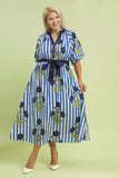 Striped Floral Tie Midi/Maxi Dress