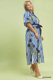Striped Floral Tie Midi/Maxi Dress