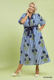Striped Floral Tie Midi/Maxi Dress