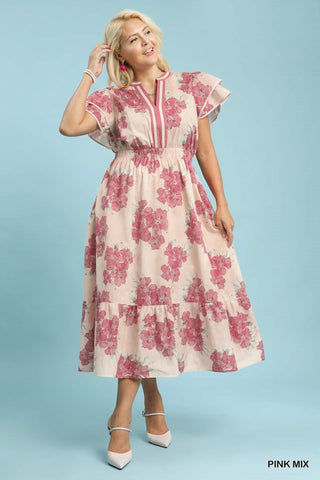 Pink Floral Cotton Midi/Maxi Dress
