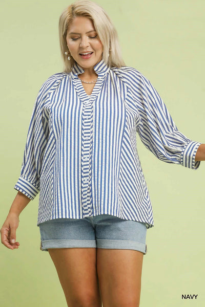 Multi Directional Stripe Button Down Top