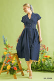 Pinstripe Denim Smocked Waist Dress