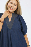 Denim Contrast Stitch Dress