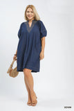 Denim Contrast Stitch Dress