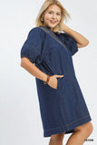 Denim Contrast Stitch Dress