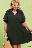 Textured V Neck LBD