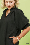 Textured V Neck LBD