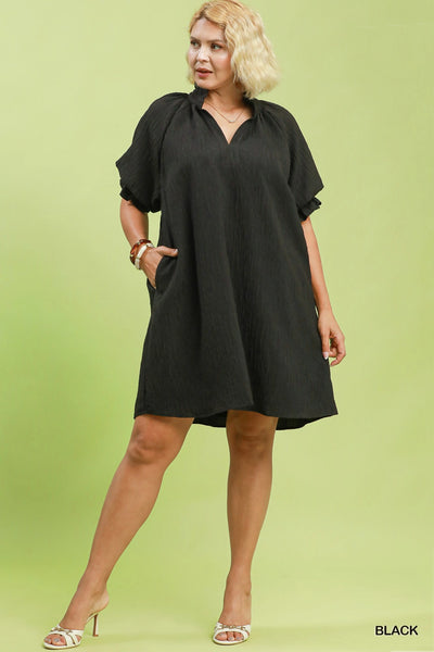Textured V Neck LBD