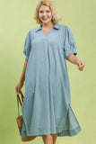Denim Collar Midi Dress