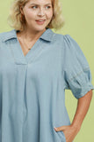 Denim Collar Midi Dress