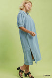 Denim Collar Midi Dress