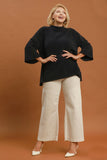Soft Mock Neck Textured Tunic in Black