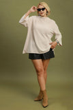 Soft Mock Neck Textured Tunic in Neutral