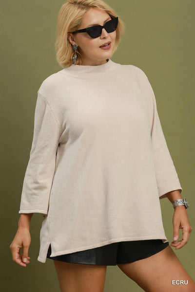 Soft Mock Neck Textured Tunic in Neutral