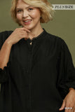Scallop Lace Trim Button Up Top in Black