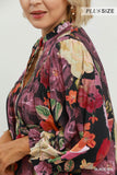 Mixed Floral Button Up Top in Black