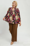 Mixed Floral Button Up Top in Black